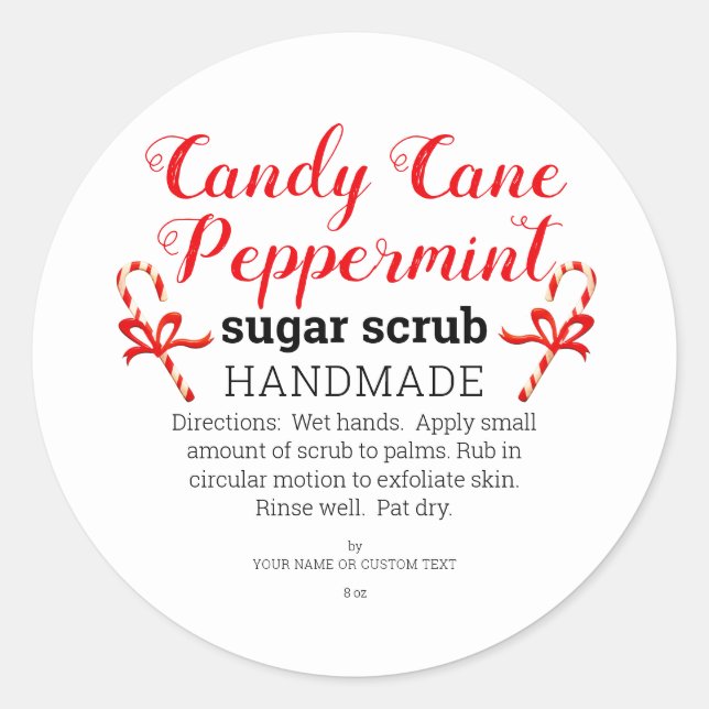 Adesivo Redondo Peppermint Candy Candy Casca Homemade Scrub Person (Frente)