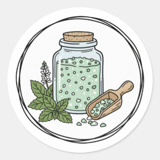Adesivo Redondo Peppermint Scrub Label Illustration | Mint Spa 
