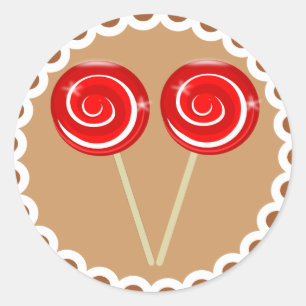 Adesivo Redondo Peppermint Vinheta de Biscoito de Natal Lollipop