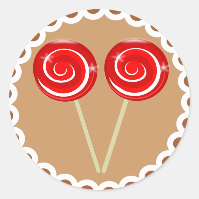 Adesivo Redondo Peppermint Vinheta de Biscoito de Natal Lollipop (Frente)