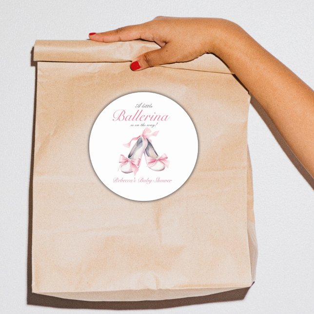 Adesivo Redondo Pequena Arco Rosa Ballerina Chá de fraldas (Criador carregado)