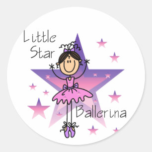 Adesivo Redondo Pequena Bailarina Estrela - Cabelo Castanho