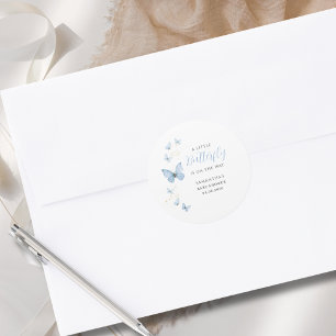 Adesivo Redondo Pequena Borboleta Azul Menor Chá de fraldas de Aqu