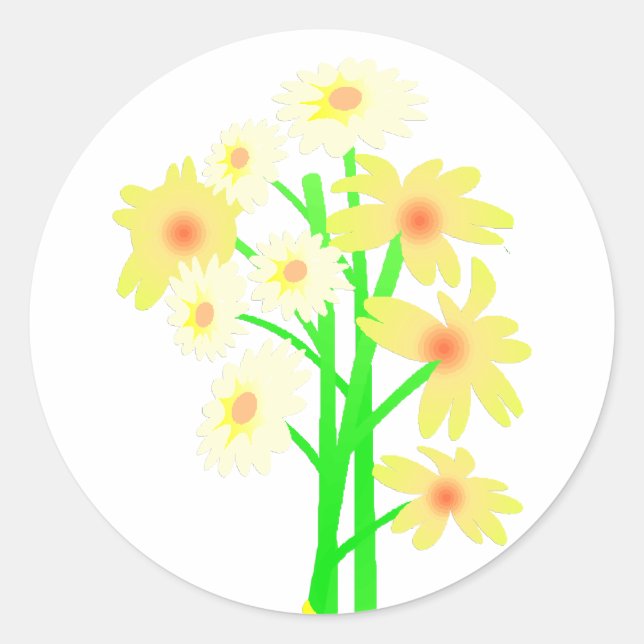 Adesivo Redondo Pequena Buquê Daisy (Frente)