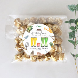 Adesivo Redondo Pequena chuva vermelha bota Chá de fraldas de jard