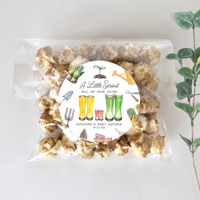 Adesivo Redondo Pequena chuva vermelha bota Chá de fraldas de jard (Criador carregado)