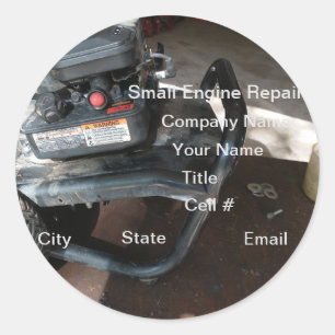 Adesivo Redondo pequena empresa de reparação de motores