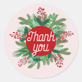 Adesivo Redondo Pequena empresa Obrigado Feriado, cor-de-rosa verm