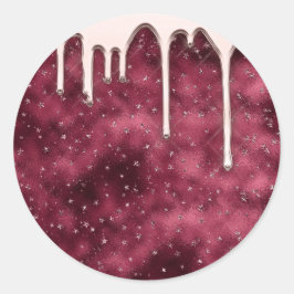 Adesivo Redondo Pequena empresa vela borgonha Rosa