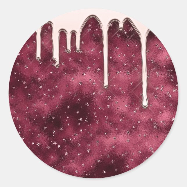 Adesivo Redondo Pequena empresa vela borgonha Rosa (Frente)