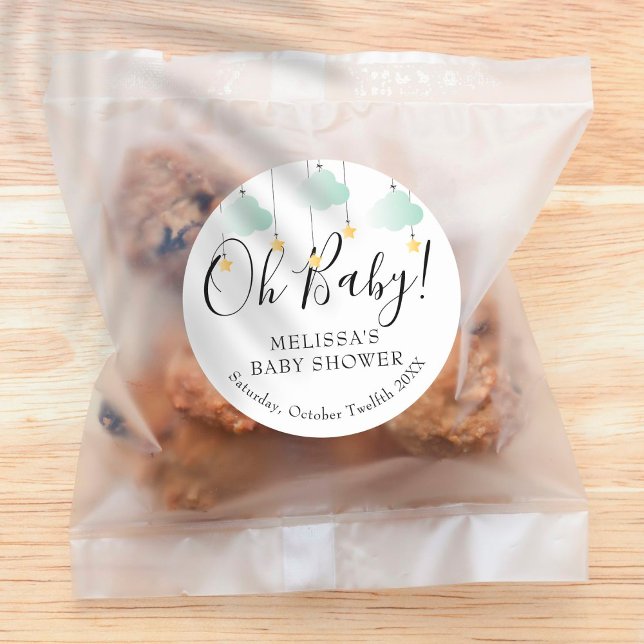 Adesivo Redondo Pequena estrela brilhando chá de fraldas (Criador carregado)