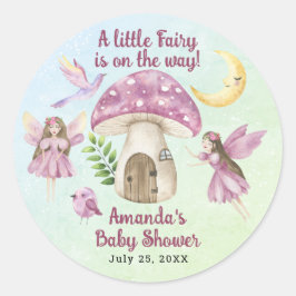 Adesivo Redondo Pequena Fada Baby Shower Caprichoso