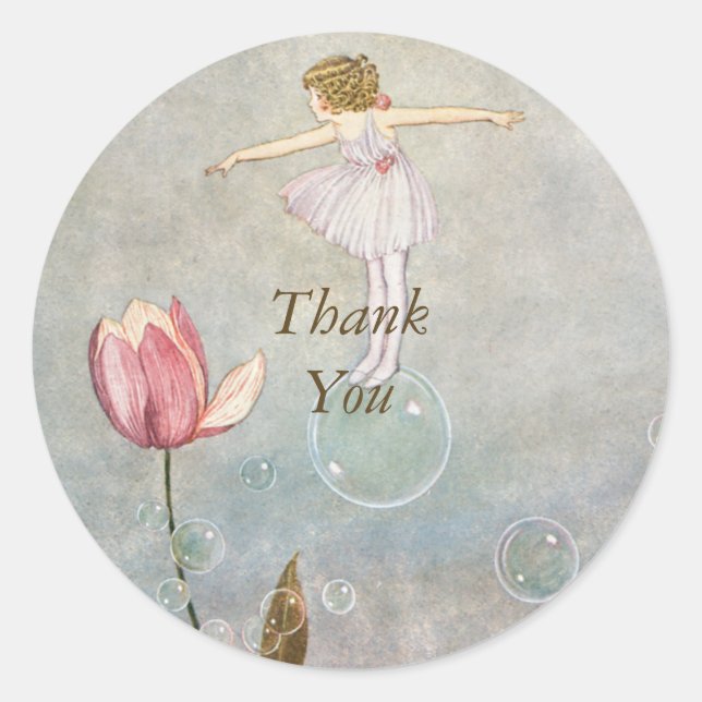 Adesivo Redondo Pequena Fada em uma Bolha (Frente)