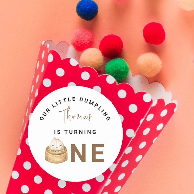 Adesivo Redondo Pequena Festa de aniversário chinesa de empacotame (Criador carregado)