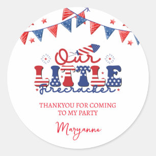 Adesivo Redondo Pequena Festa de aniversário do Firecracker, graça