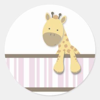 Adesivo Redondo Pequena Girafa {Rosa} | Autocolantes