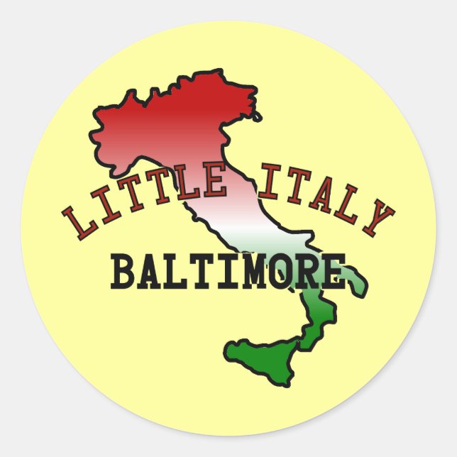Adesivo Redondo Pequena Itália Baltimore (Frente)