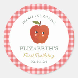 Adesivo Redondo Pequena Maçã Doce Primeiro Aniversário