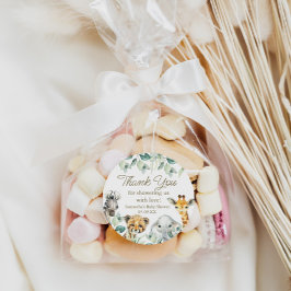 Adesivo Redondo Pequena Marca de Favor do Chá de fraldas Safari Se