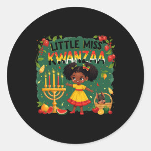 Adesivo Redondo Pequena Miss Kwanzaa Roupa Para Crianças Meninas N