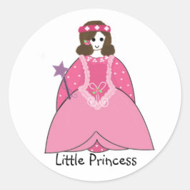 Adesivo Redondo Pequena Princesa com um Traje Rosa