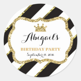 Adesivo Redondo Pequena Princesa Sticker, Preta, Dourada