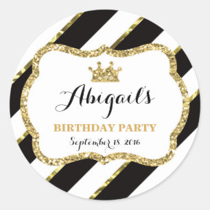 Adesivo Redondo Pequena Princesa Sticker, Preta, Dourada