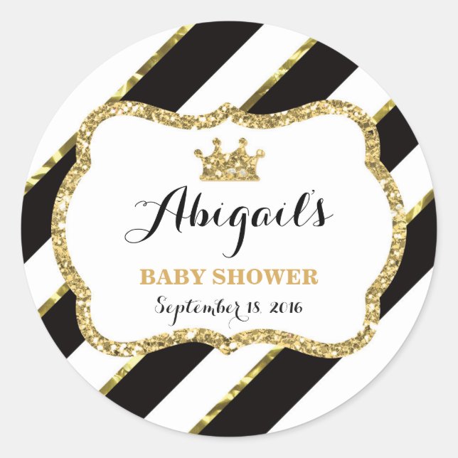 Adesivo Redondo Pequena Princesa Sticker, Preta, Faux Glitter (Frente)