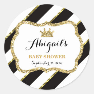 Adesivo Redondo Pequena Princesa Sticker, Preta, Faux Glitter