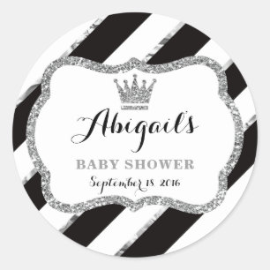 Adesivo Redondo Pequena Princesa Sticker, Preta, Faux Glitter