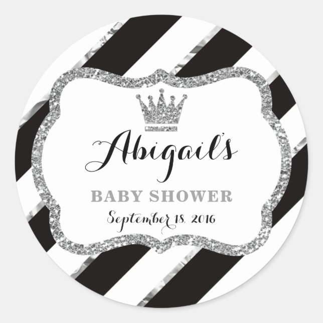 Adesivo Redondo Pequena Princesa Sticker, Preta, Faux Glitter (Frente)