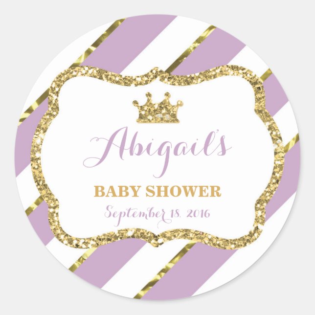 Adesivo Redondo Pequena Princesa Sticker, Roxo, Faux Glitter (Frente)