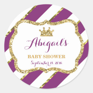 Adesivo Redondo Pequena Princesa Sticker, Roxo, Faux Glitter