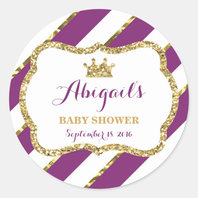 Adesivo Redondo Pequena Princesa Sticker, Roxo, Faux Glitter (Frente)