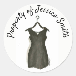 Adesivo Redondo Pequena Propriedade de Vestido Preto do Estilo Per