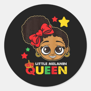Adesivo Redondo Pequena Rainha Melanina História Negra Mês Blm Afr