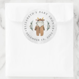 Adesivo Redondo Pequena Reindeer | Favor do Chá de fraldas de Nata