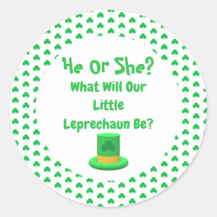 Adesivo Redondo Pequena Revelação do Gênero Leprechaun