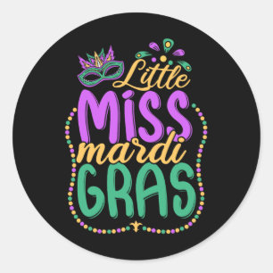 Adesivo Redondo Pequena Senhorita Mardi Gras Garotas Roupa do Carn