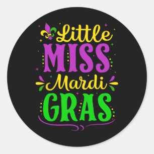 Adesivo Redondo Pequena Senhorita Mardi Gras Jester Encaixe Menina