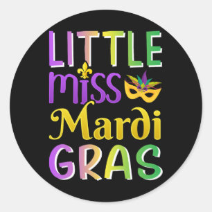 Adesivo Redondo Pequena Senhorita Mardi Gras Para Nova Orleans Cos