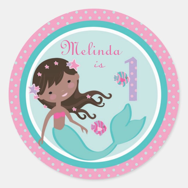 Adesivo Redondo Pequena Sereia Adesiva AA 1B (Frente)