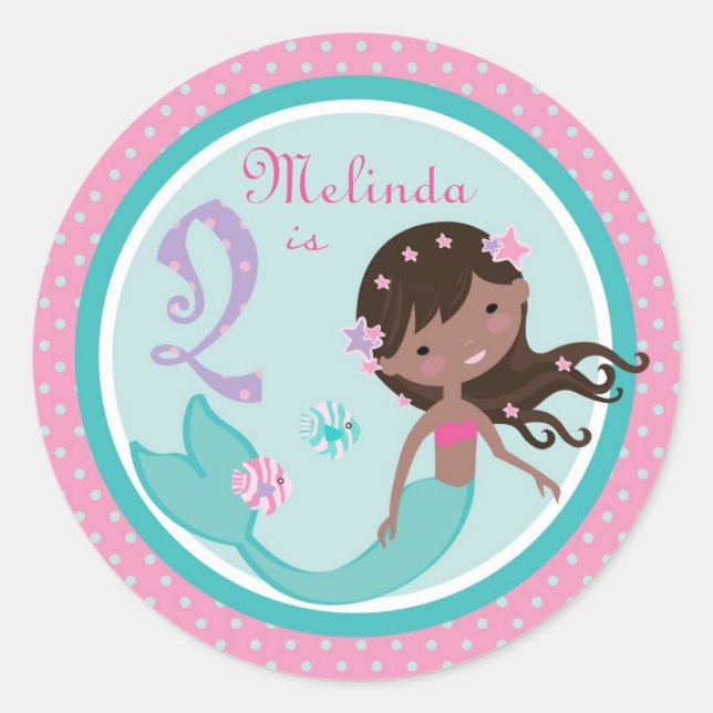 Adesivo Redondo Pequena Sereia Sticker AA 2 (Frente)