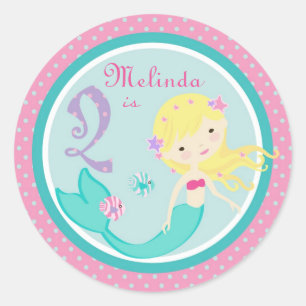 Adesivo Redondo Pequena Sereia Sticker Blona 2