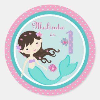 Adesivo Redondo Pequena Sereia Vinheta Brunker 1B