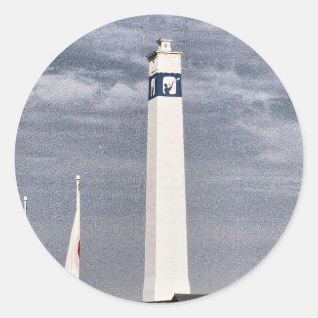 Adesivo Redondo Pequena Torre Joe na Trilha NY (Frente)