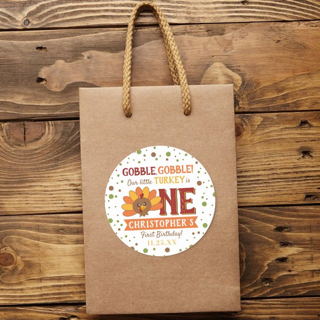 Adesivo Redondo Pequena Turquia Cai no primeiro aniversario de Açã (Criador carregado)