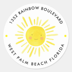 Adesivo Redondo Pequenas Crianças de Aniversário do Sol Endereço d