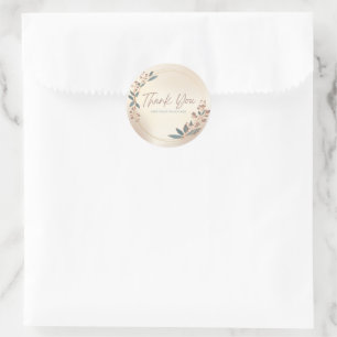 Adesivo Redondo Pequenas empresas Obrigado Sticker - Floral