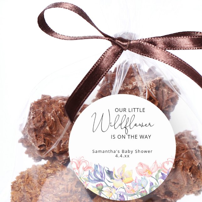 Adesivo Redondo Pequenas flores silvestres estão a caminho (Criador carregado)